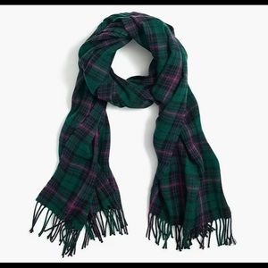 NWT J. Crew Plaid Scarf in Green & Pink